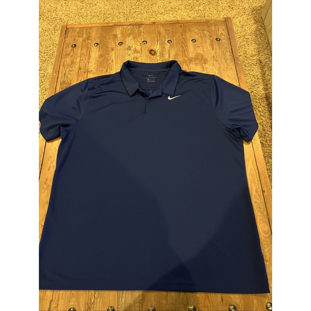 Nike Shirt Mens 2XL Blue Polo Short Sleeve Golf Active Dri Fi
